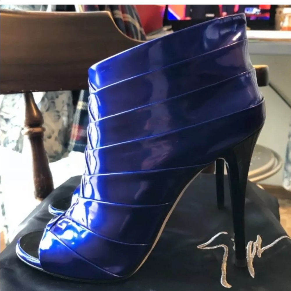 Giuseppe Zanotti Metallic Peep-toe Booties 39.5 - Picture 2 of 8